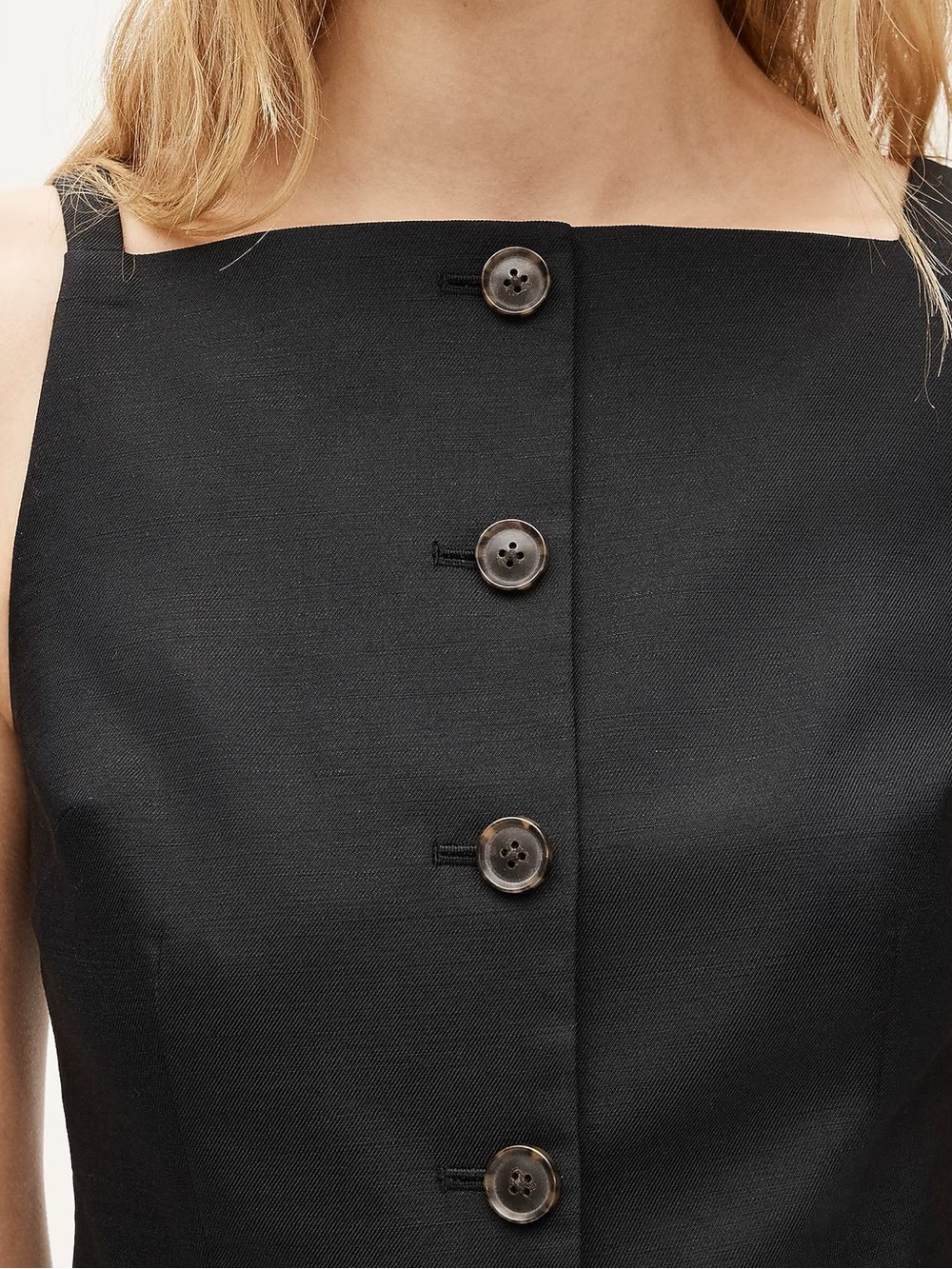 J.Crew Black Button-Front Linen Vest - Picture 4 of 4